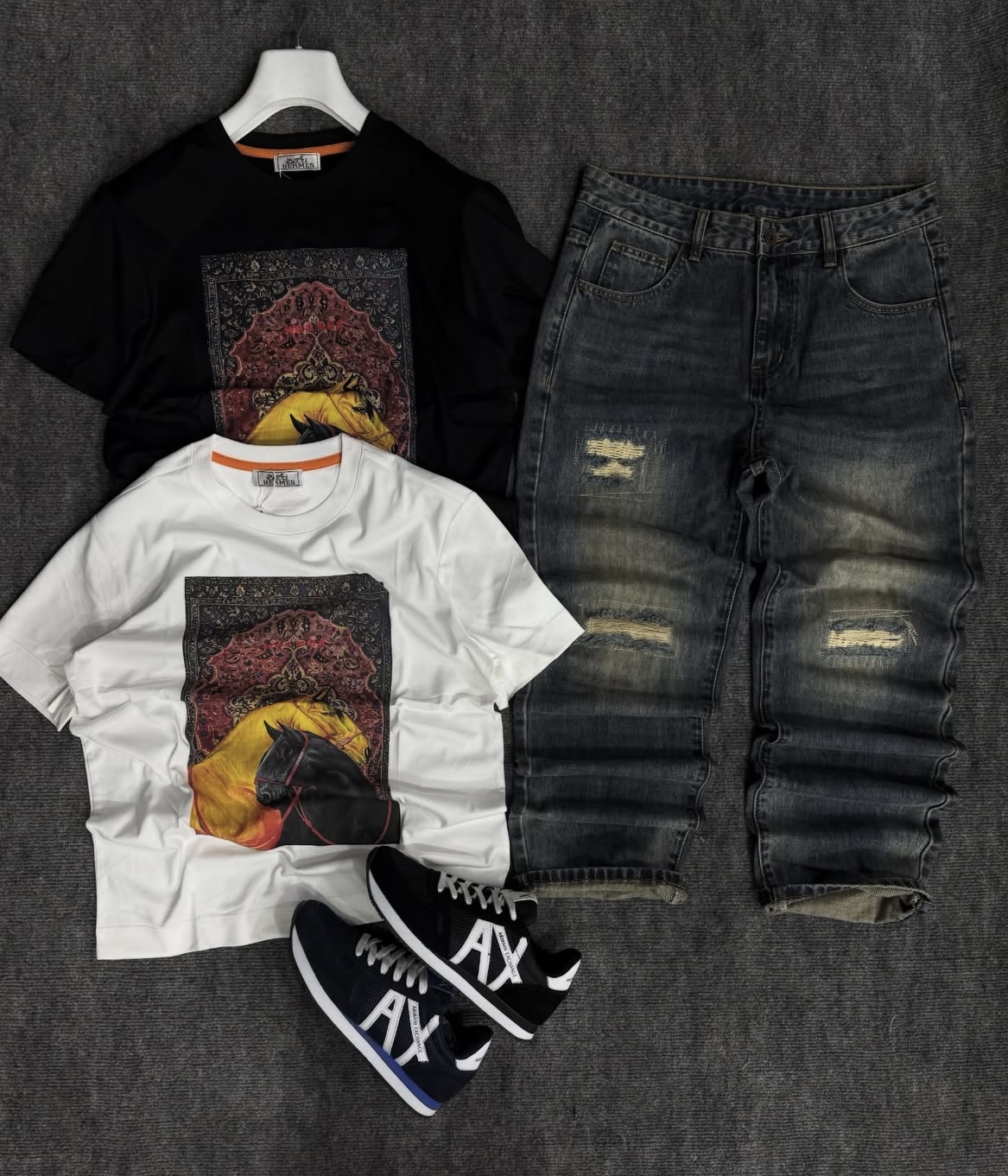 Hermès Tee & Denim Shorts Set