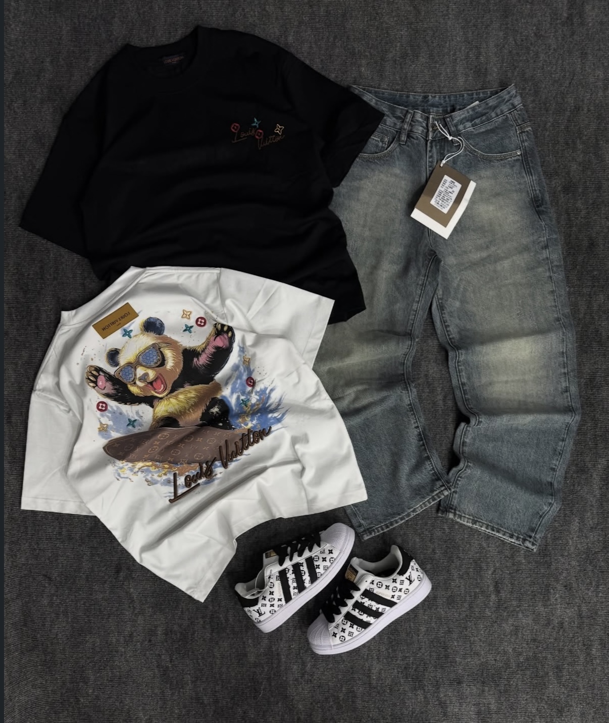 Louis Vuitton Panda Tee & Jeans Set